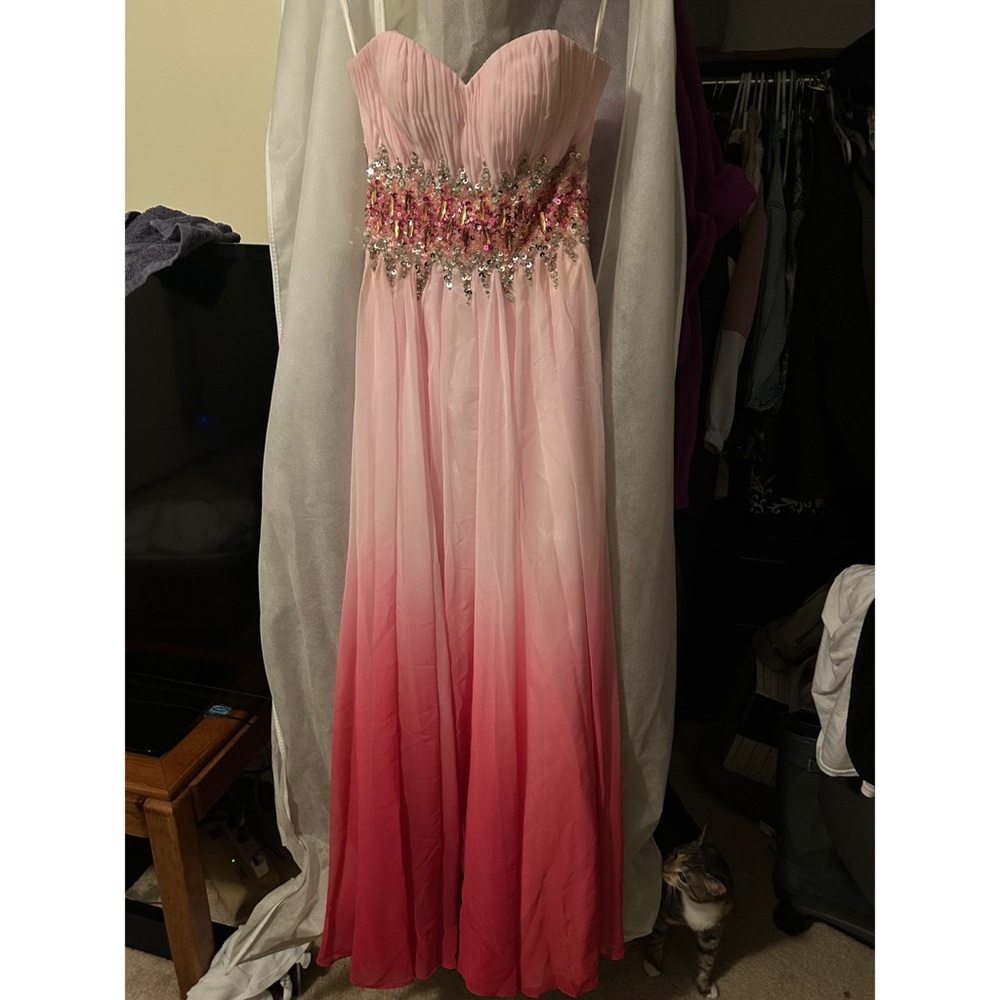 Pink ombré prom dress with sequins
